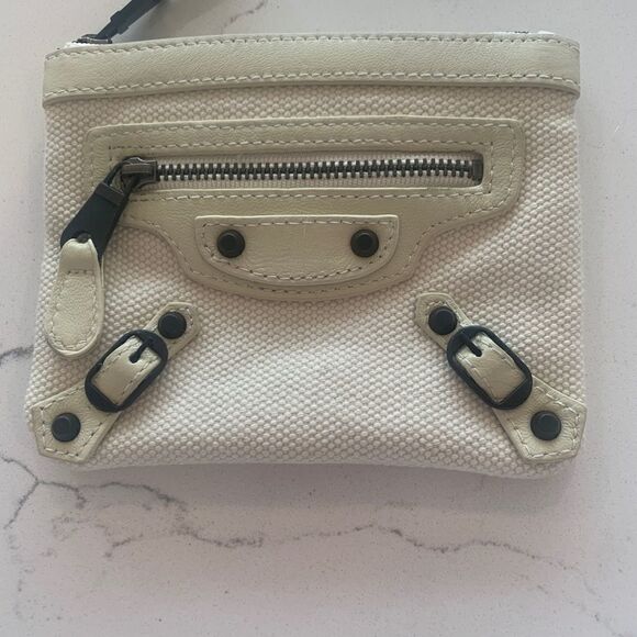 Balenciaga Paris Motocross Canvas and Leather White Wallet - Picture 5 of 9